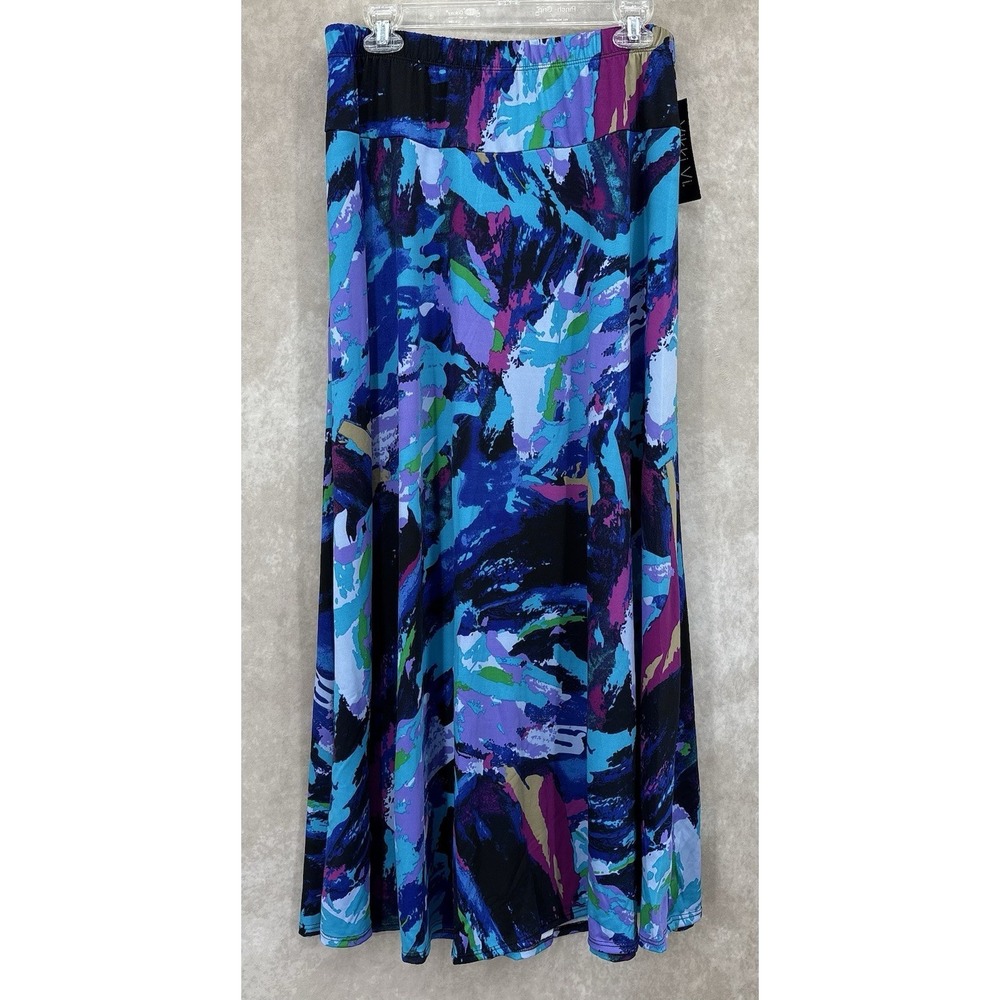 Vikki Vi Abstract Print Pull On Midi Skirt Size 0X NWT Made USA